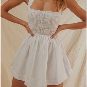European Towns Linen Mini Dress - White